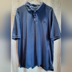 Disney Mens Polo Shirt XL Blue Short Sleeve Mickey Cotton Preppy Sporty Classic